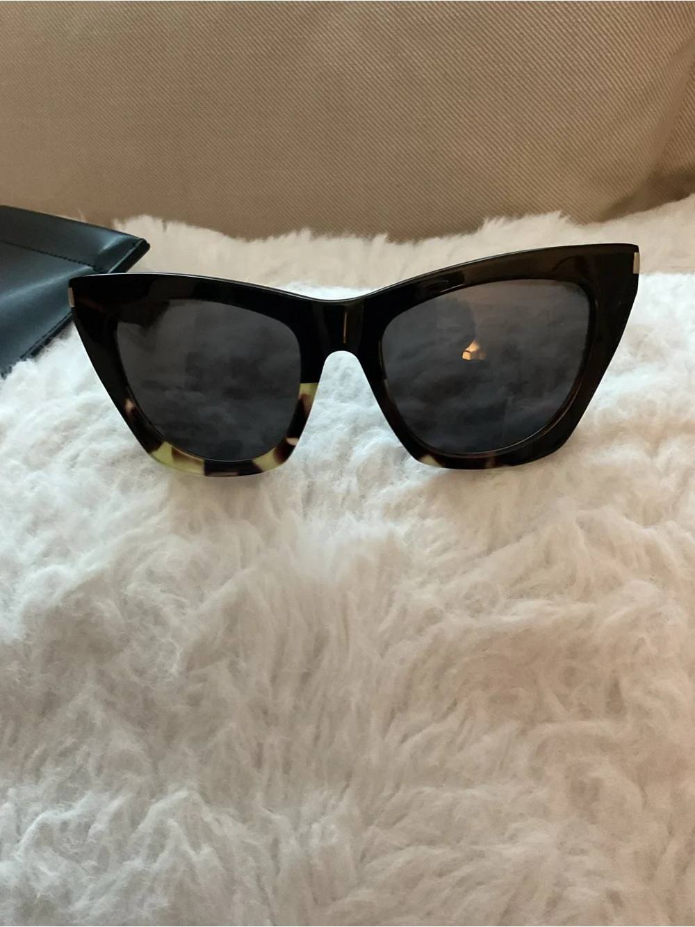 Saint Lauren tortoise shell  Classic Black Cat-Eye Women's Sunglasses - Picture 4 of 16